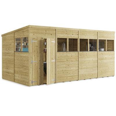 BillyOh Switch Tongue and Groove Pent Shed - 16x8 Windowed - 15mm Thickness