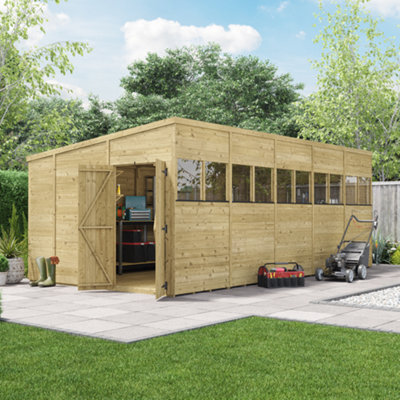 BillyOh Switch Tongue and Groove Pent Shed - 20x10 Windowed - 11mm Thickness