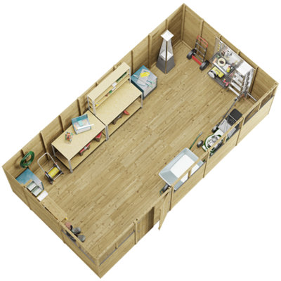 BillyOh Switch Tongue and Groove Pent Shed - 20x10 Windowed - 11mm Thickness - 3