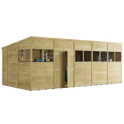 BillyOh Switch Tongue and Groove Pent Shed - 20x10 Windowed - 11mm Thickness - 5