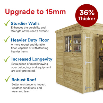 BillyOh Switch Tongue and Groove Pent Shed - 20x10 Windowed - 11mm Thickness - 6