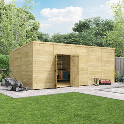 BillyOh Switch Tongue and Groove Pent Shed - 20x10 Windowless - 15mm Thickness