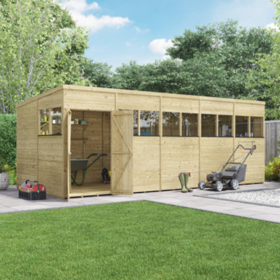 Billyoh switch tongue and groove pent wooden shed 20x8 windowed