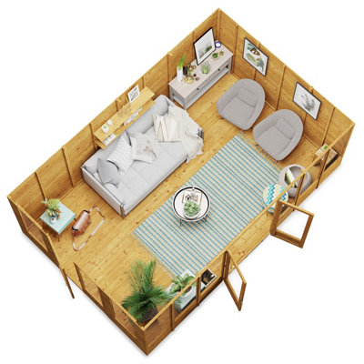 BillyOh Tessa Tongue and Groove Reverse Apex Summerhouse - Pressure Treated - 16x10 - 4