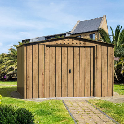 BillyOh Top Woodgrain Apex Metal Shed - 10x8 - 26