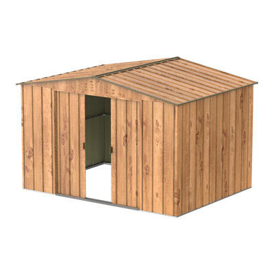 BillyOh Top Woodgrain Apex Metal Shed - 10x8 - 28