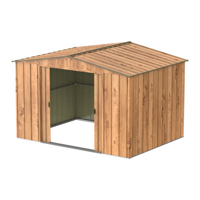 BillyOh Top Woodgrain Apex Metal Shed - 10x8 - 29