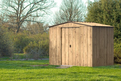 BillyOh Top Woodgrain Apex Metal Shed - 8x6