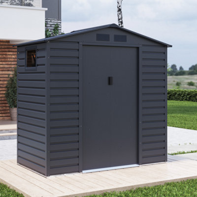 BillyOh Upton Apex Metal Shed - 7x4ft - Grey