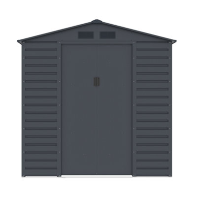 BillyOh Upton Apex Metal Shed - 7x4ft - Grey - 6