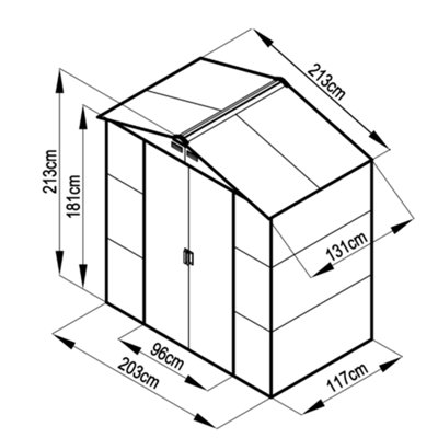 BillyOh Upton Apex Metal Shed - 7x4ft - Grey - 4