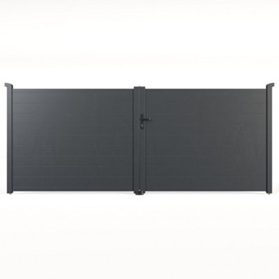 BillyOh Valencia Double Swing Driveway Aluminium Gates with Horizontal Solid Infill - 392x158cm - 4