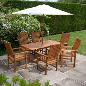 BillyOh Windsor 1.2m-1.6m Extending Table Outdoor Dining Set - 6 Armchairs & Table