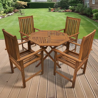 Octagonal garden table store and chairs