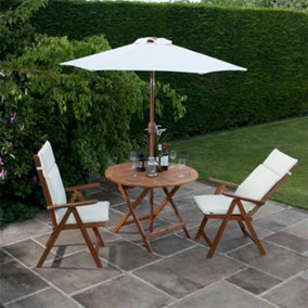 BillyOh Windsor 1m Round Garden Dining Set (2-4 Seater) - 2 Recliner Chairs and Table