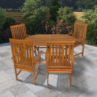 BillyOh Windsor Wooden 4 Seater Oval Outdoor Dining Set - 4 Armchairs & Table