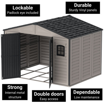 BillyOh WoodBridge II Plus Apex Plastic Shed with Foundation Kit - 10x8ft - 5