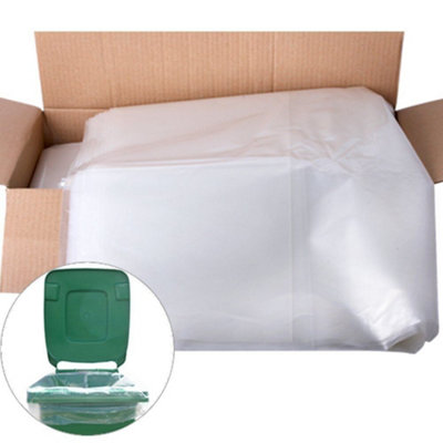 Bin Bags Clear Heavy Duty Wheelie Liners Refuse Sacks UK Made Strong Large 10 bags