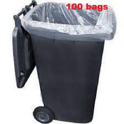 Bin Bags Clear Heavy Duty Wheelie Liners Refuse Sacks UK Made Strong Large 100 bags - 4