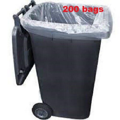 Bin Bags Clear Heavy Duty Wheelie Liners Refuse Sacks UK Made Strong Large 200 bags