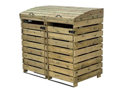 BinBreeze wheelie bin storage unit, Double, with recycling shelf
