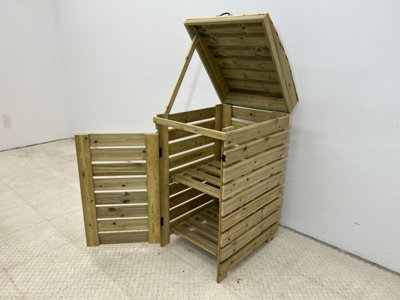 BinBreeze wheelie bin storage unit, Double, with recycling shelf