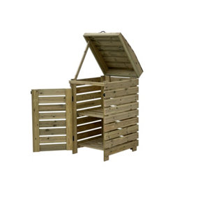 BinBreeze wheelie bin storage unit, Single, with recycling shelf