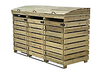 BinBreeze wheelie bin storage unit, Triple, with recycling shelf
