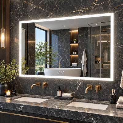 Bingopaw 1000x700mm Backlit LED Bathroom Mirror Tempered Glass Vanity Mirror Bright Color Defog