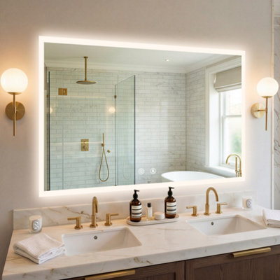 Bingopaw 1000x700mm Backlit LED Bathroom Mirror Tempered Glass Vanity Mirror Bright Color Defog