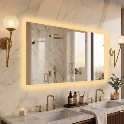 Bingopaw 1000x700mm Backlit LED Bathroom Mirror Tempered Glass Vanity Mirror Bright Color Defog