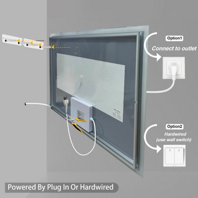 Bingopaw 1000x700mm Backlit LED Bathroom Mirror Tempered Glass Vanity Mirror Bright Color Defog
