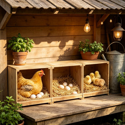Bingopaw 105cm 3 Wooden Compartments Chicken Nesting Boxes