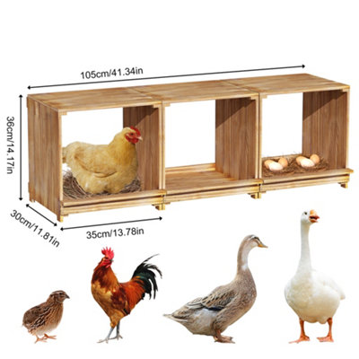 Bingopaw 105cm 3 Wooden Compartments Chicken Nesting Boxes