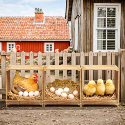 Bingopaw 105cm 3 Wooden Compartments Chicken Nesting Boxes