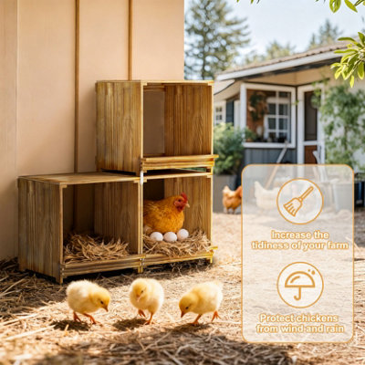 Bingopaw 105cm 3 Wooden Compartments Chicken Nesting Boxes