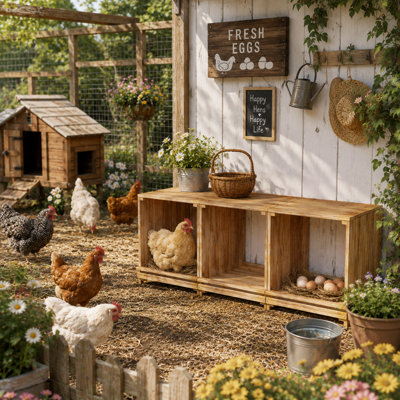 Bingopaw 105cm 3 Wooden Compartments Chicken Nesting Boxes