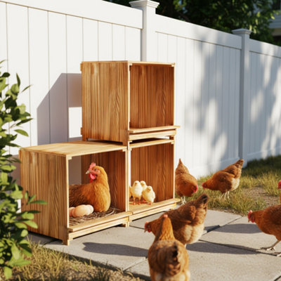 Bingopaw 105cm 3 Wooden Compartments Chicken Nesting Boxes