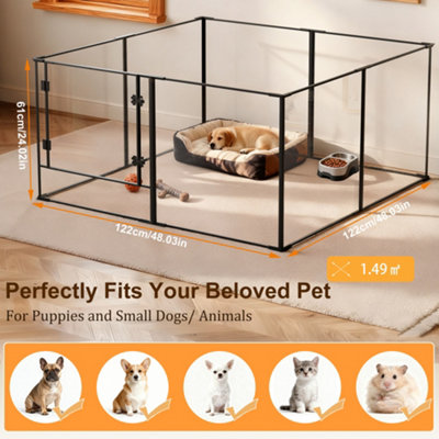 Bingopaw 122x61cm Clear Acrylic Dog Playpen Indoor Pet Fence with 8 ...