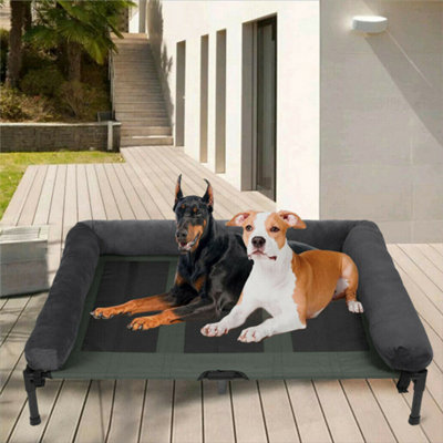 BingoPaw Hondenbed, outdoor, grote honden: verhoogd huisdierbed, buiten, ligplaats voor tuin, balkon, XL 110 x 80 x 18 cm