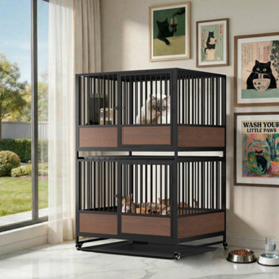 Bingopaw 2 Tiers Stackable Cat Cage Heavy Duty Metal Enclosure Playpen ...