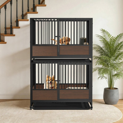 Bingopaw 2 Tiers Stackable Cat Cage Heavy Duty Metal Enclosure Playpen ...