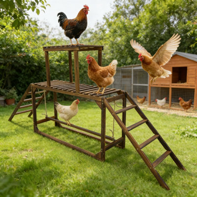 2-Pack Chicken Perch & Swing Set - Wooden Roosting Bars For Chicken Coop & Brooder