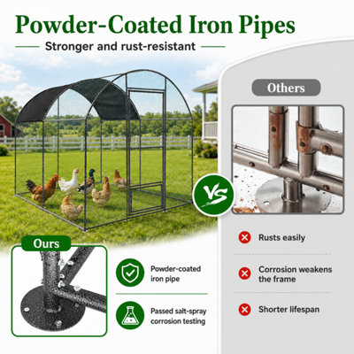 Bingopaw 203x302x220cm Outdoor Chicken Coop, Metal Walk-In Arched Chicken Run with Waterproof Anti-UV Cover