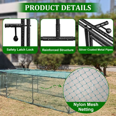 Bingopaw 319.5x81x90cm Chicken Coop, Hen Poultry Ark Elevated House Rabbit Hutch Run Nest Pet Cage