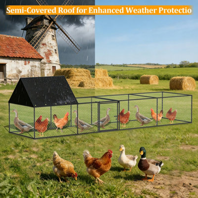 Bingopaw 319.5x81x90cm Chicken Coop, Hen Poultry Ark Elevated House ...