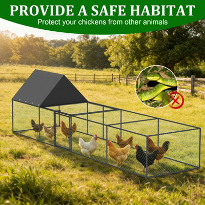 Bingopaw 319.5x81x90cm Chicken Coop, Hen Poultry Ark Elevated House Rabbit Hutch Run Nest Pet Cage