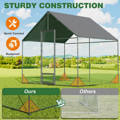 Bingopaw 405x300x276cm XL Strong Metal Framed Chicken Coop for 45 ...