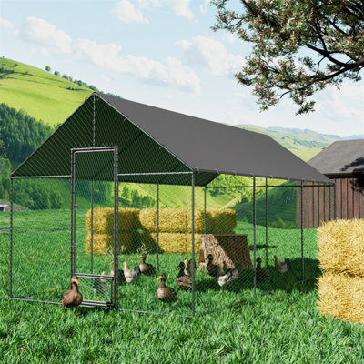 Bingopaw 602x300x276cm XXL Strong Metal Framed Chicken Coop for 65 ...