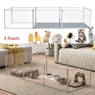 Bingopaw 8 Panels Chew-proof Acrylic Small Animal Playpen Whelping Box ...